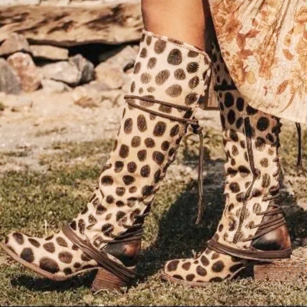 NEW in Box FREEBIRD by Steven Coal Leopard Corset Knee Boots 8 - Picture 12 of 16